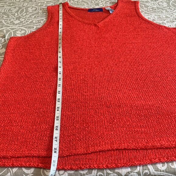 JH Collectibles Top Women 3 Plus Orange Red Open Weave Sleeveless V Neck Vintage - Picture 6 of 11